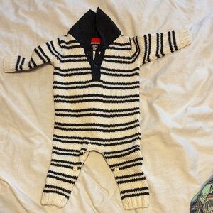 Cozy Striped Black and Cream Kids Footie